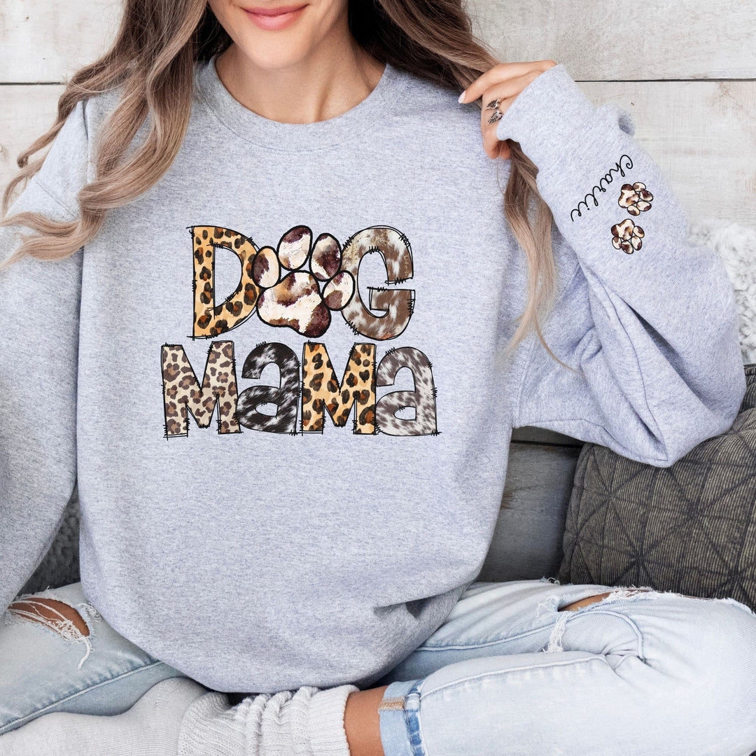 Custom Dog Mom Sweatshirt With Name On Sleeve Gift For New Dog Owner