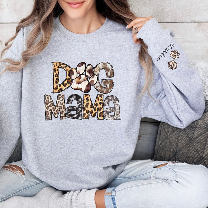 Custom Dog Mom Sweatshirt With Name On Sleeve Gift For New Dog Owner