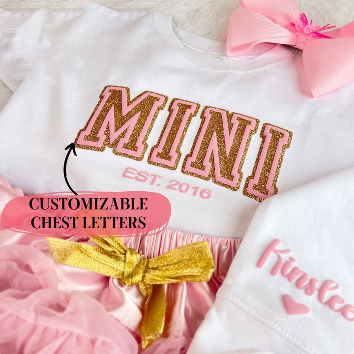 Personalized Mama Sweatshirt with Kid Names on Sleeve, Mama Mini Matching Sweatshirt