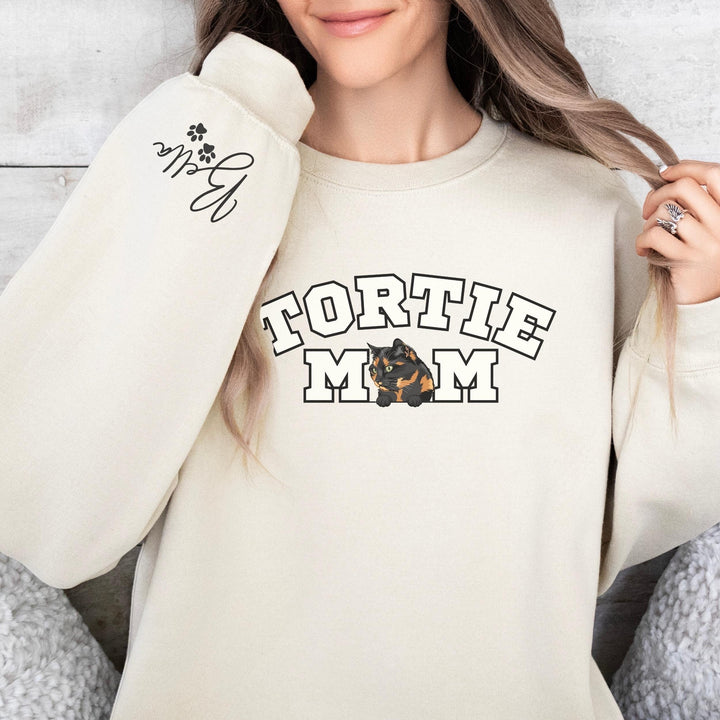 Personalized Cat Mom Sweatshirt, Tortie Cat Mama Sweatshirt