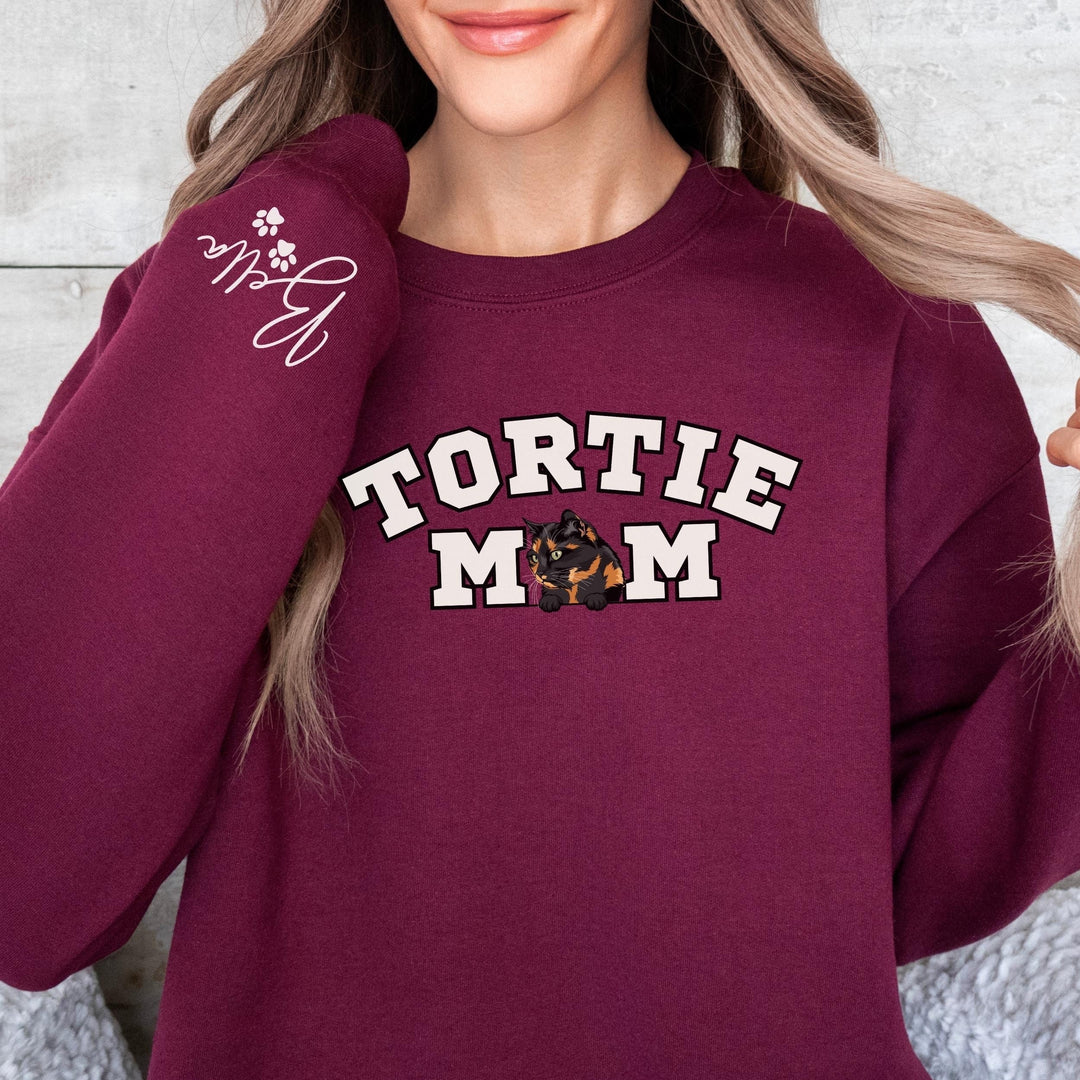Personalized Cat Mom Sweatshirt, Tortie Cat Mama Sweatshirt