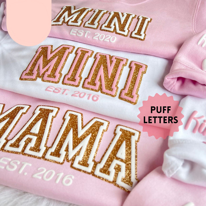 Personalized Mama Sweatshirt with Kid Names on Sleeve, Mama Mini Matching Sweatshirt