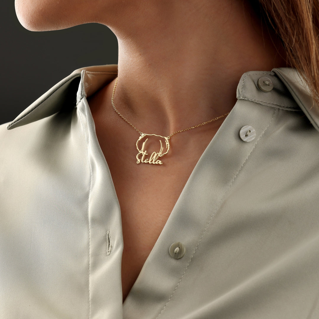 Personalized Pet Head Name Necklace💕