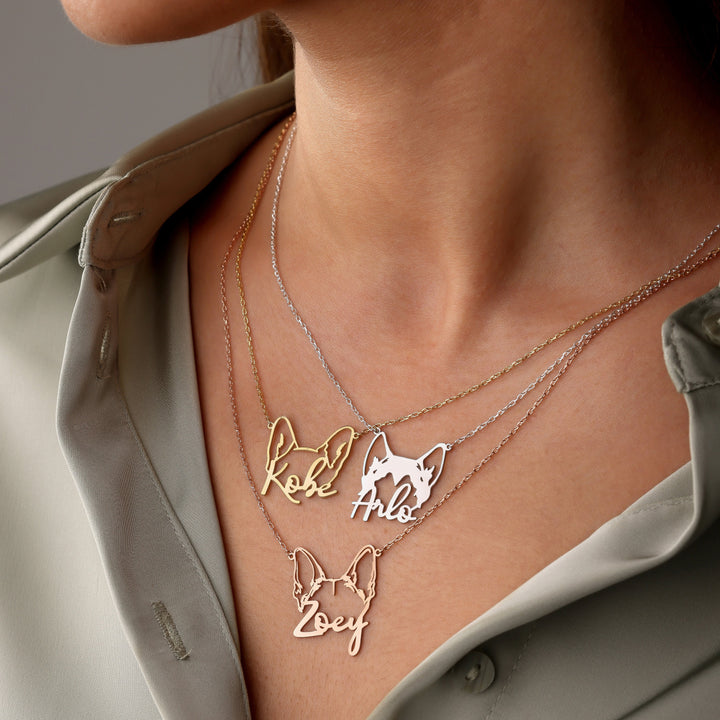 Personalized Pet Head Name Necklace💕