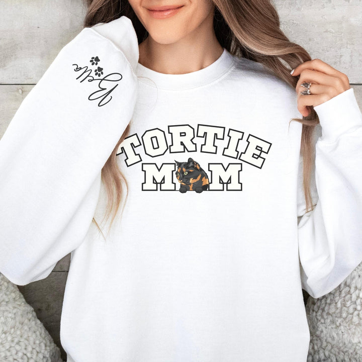Personalized Cat Mom Sweatshirt, Tortie Cat Mama Sweatshirt