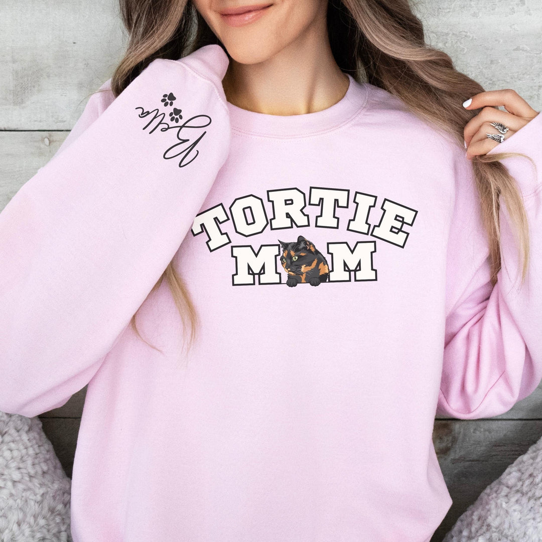 Personalized Cat Mom Sweatshirt, Tortie Cat Mama Sweatshirt