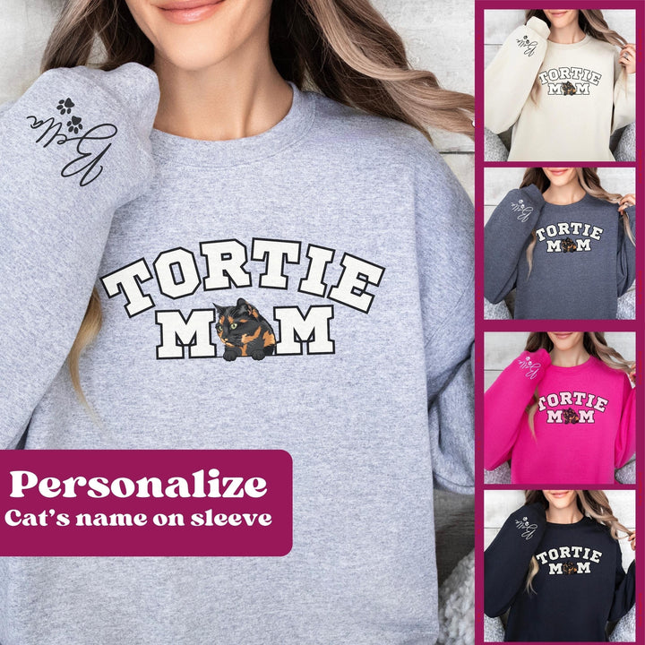 Personalized Cat Mom Sweatshirt, Tortie Cat Mama Sweatshirt