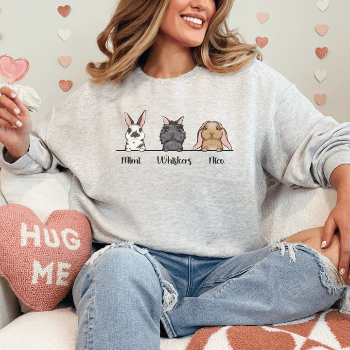 Custom Rabbit Sweatshirt, Bunny Lover Sweatshirt, Cute Rabbit Sweater Gift