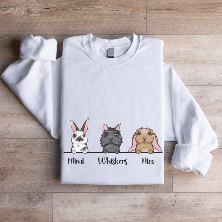 Custom Rabbit Sweatshirt, Bunny Lover Sweatshirt, Cute Rabbit Sweater Gift