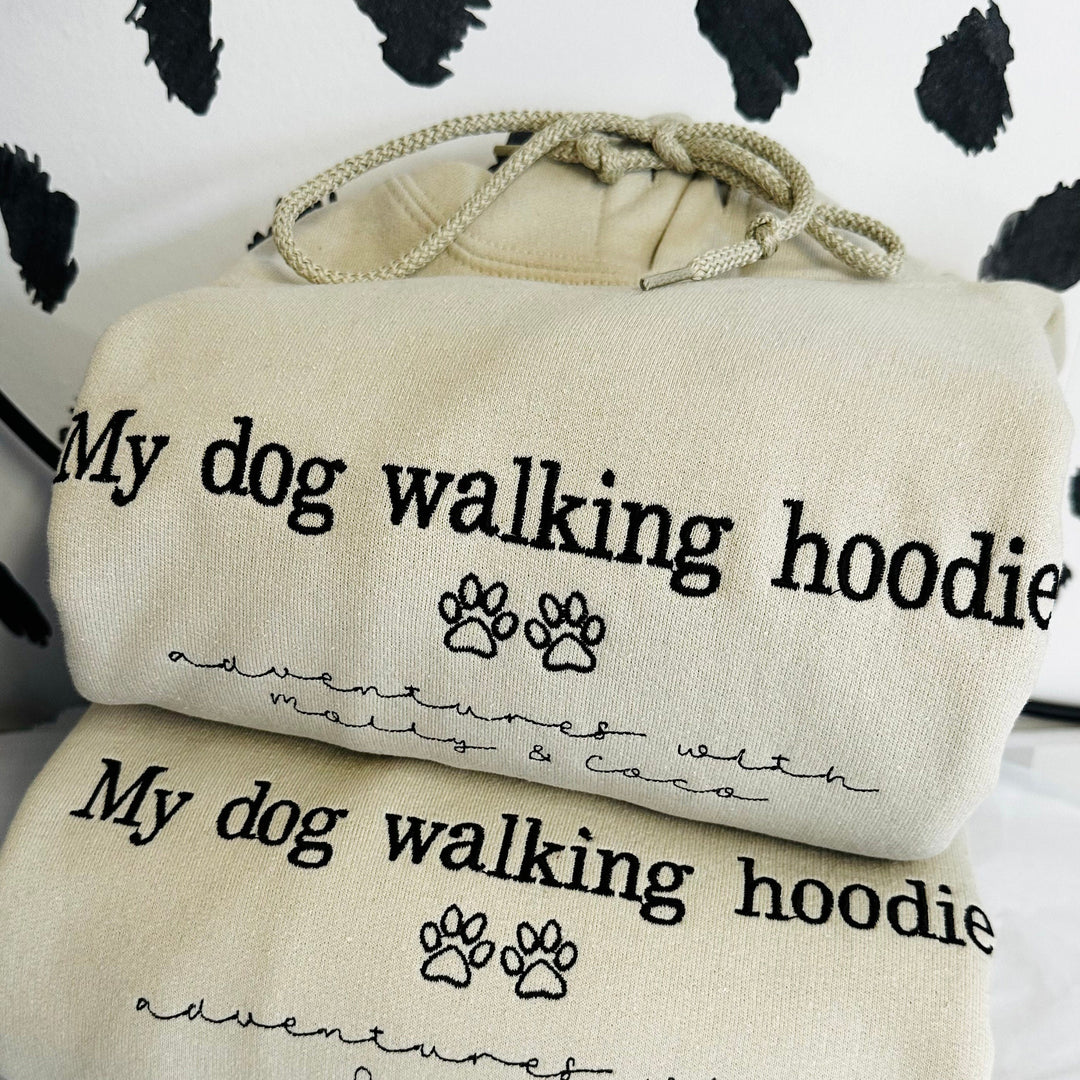 Embroidered Personalised Dog Walking Hoodie - Dog Lover Gift