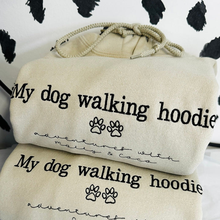 Embroidered Personalised Dog Walking Hoodie - Dog Lover Gift