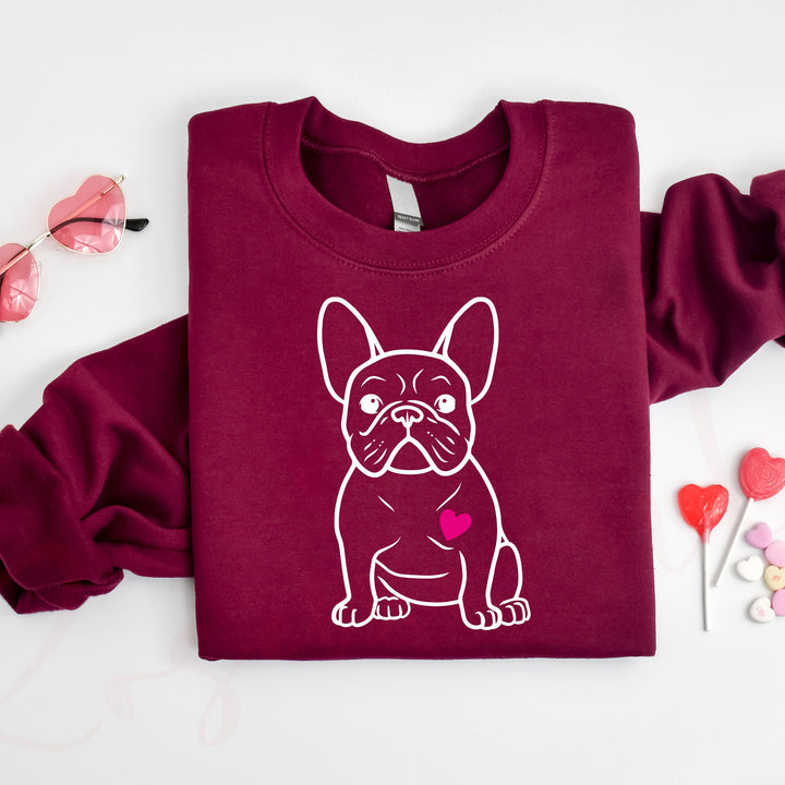French Bulldog Heart Sweatshirt, Frenchie Lover Hoodie