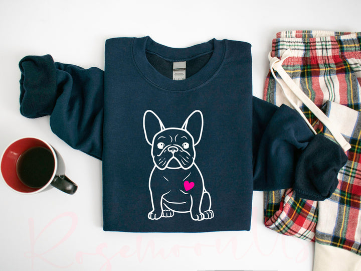 French Bulldog Heart Sweatshirt, Frenchie Lover Hoodie