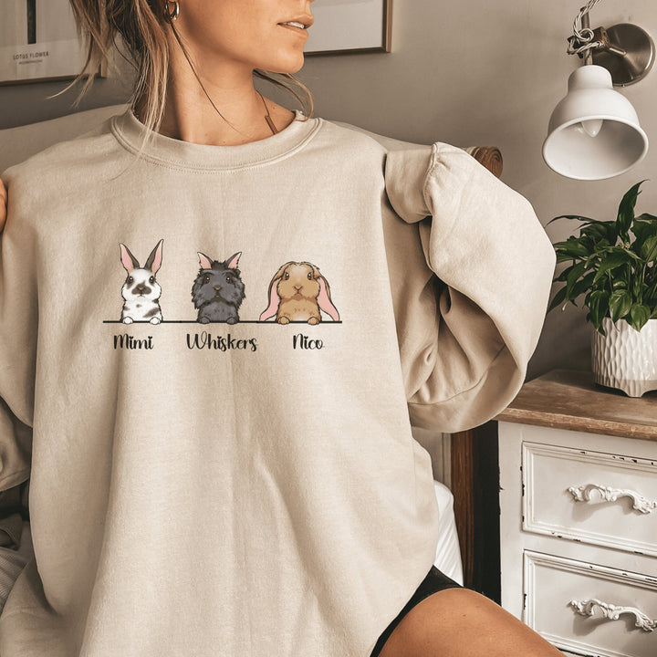 Custom Rabbit Sweatshirt, Bunny Lover Sweatshirt, Cute Rabbit Sweater Gift