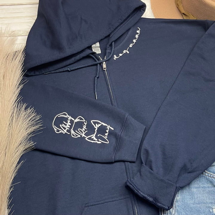 Dog Mama Zip Up with Dog Ear and Name on sleeve