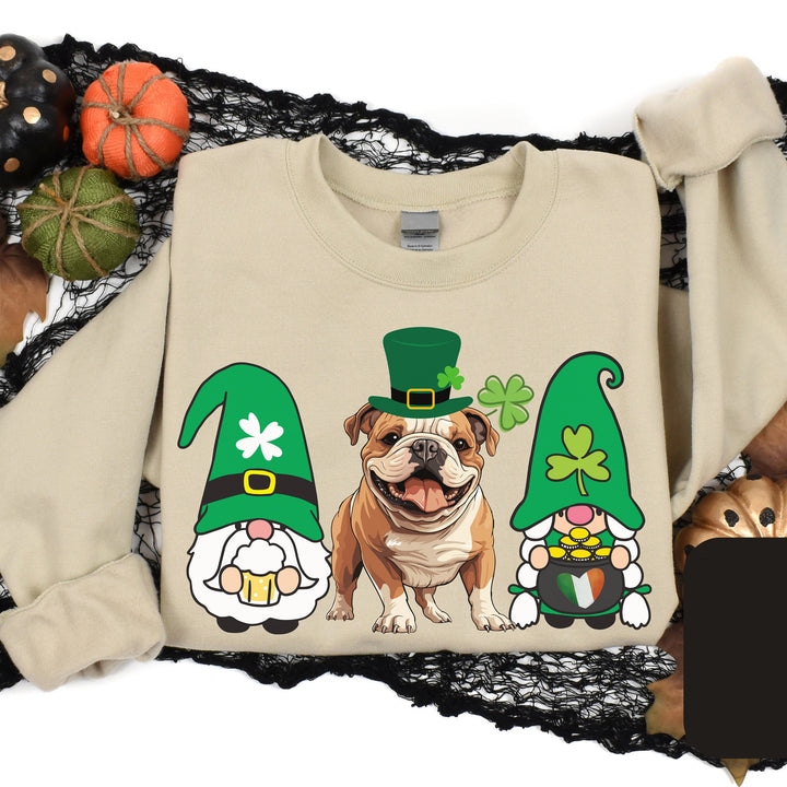 Trendy English Bulldog Gnome St Patrick's Shirt for Dog Mom Dad