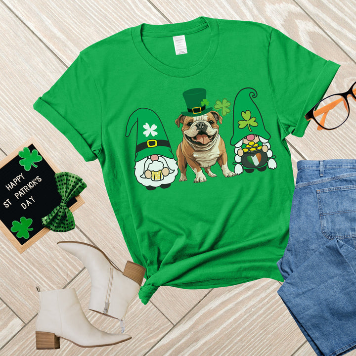 Trendy English Bulldog Gnome St Patrick's Shirt for Dog Mom Dad