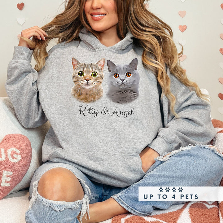 Personalized Cat Hoodie using Pet Portrait and Pet Name