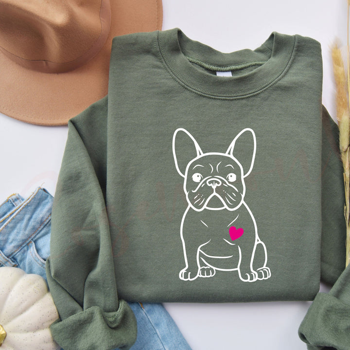 French Bulldog Heart Sweatshirt, Frenchie Lover Hoodie