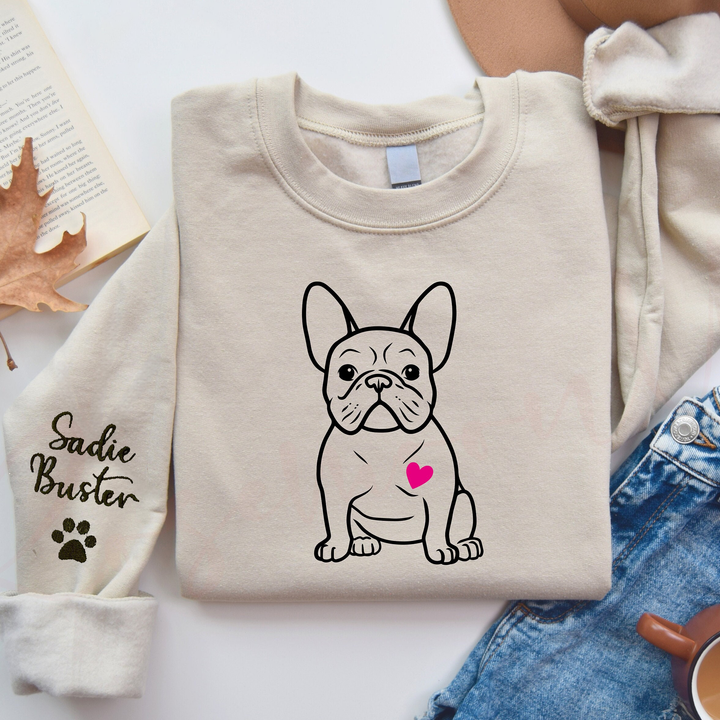 French Bulldog Heart Sweatshirt, Frenchie Lover Hoodie