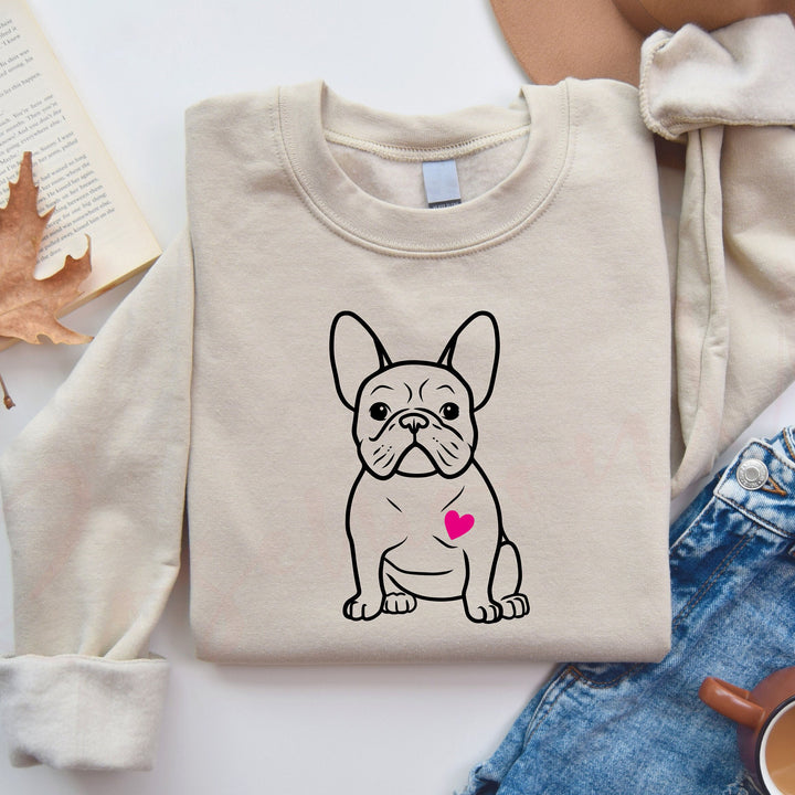 French Bulldog Heart Sweatshirt, Frenchie Lover Hoodie
