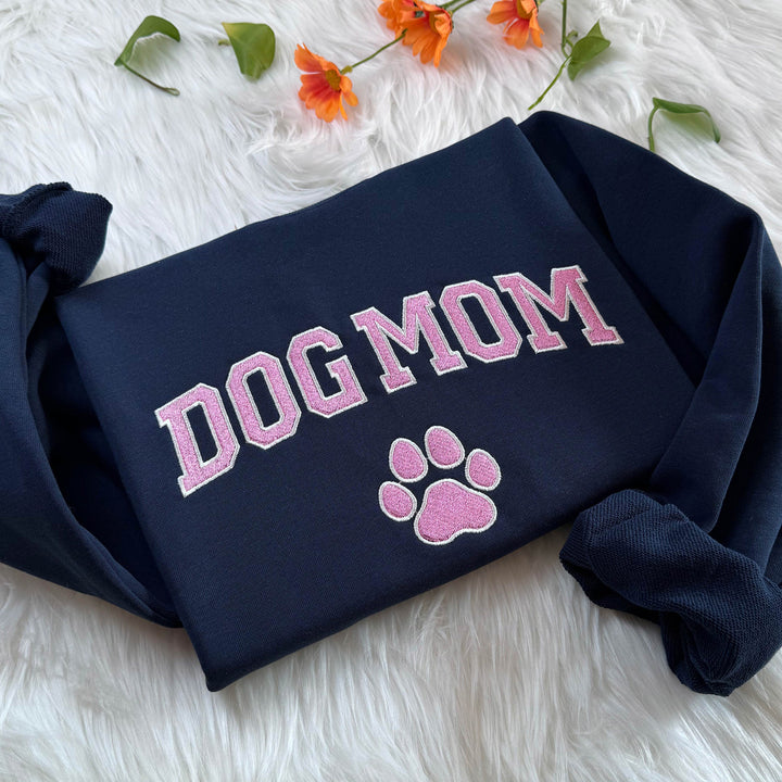 Dog Mom Embroidered Sweatshirt