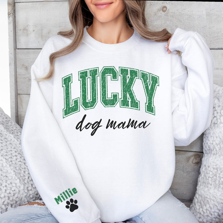 Custom Faded St Patricks Day Dog Mom Womens Sweatshirt