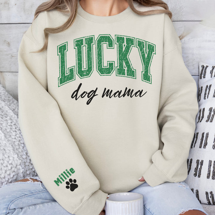 Custom Faded St Patricks Day Dog Mom Womens Sweatshirt