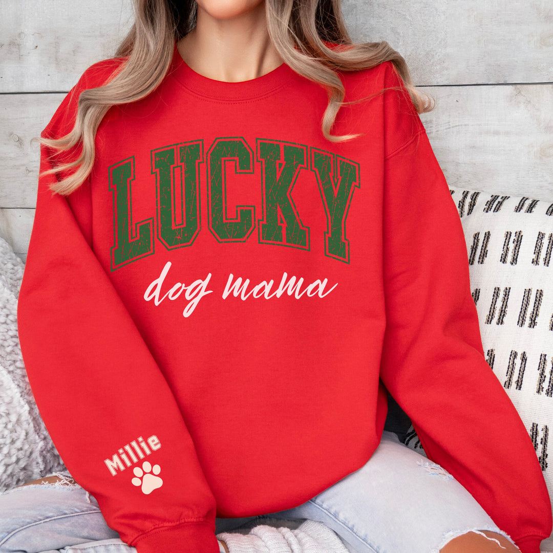 Custom Faded St Patricks Day Dog Mom Womens Sweatshirt
