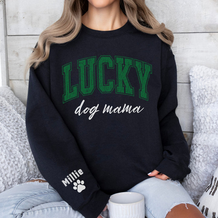 Custom Faded St Patricks Day Dog Mom Womens Sweatshirt