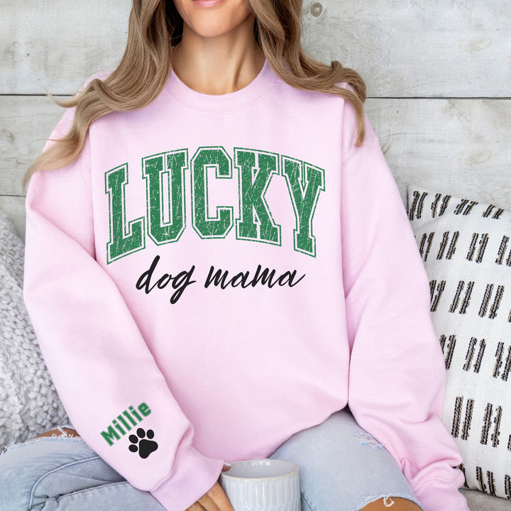 Custom Faded St Patricks Day Dog Mom Womens Sweatshirt