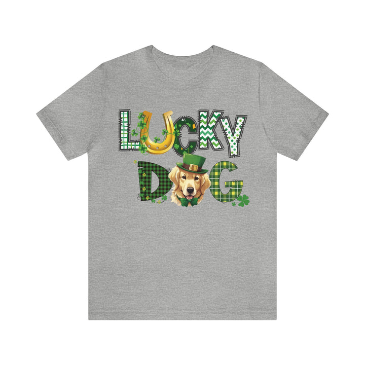Golden Retriever St Patrick's Day graphic tee shirt