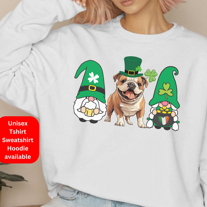 Trendy English Bulldog Gnome St Patrick's Shirt for Dog Mom Dad