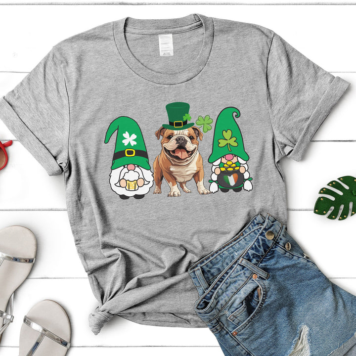 Trendy English Bulldog Gnome St Patrick's Shirt for Dog Mom Dad