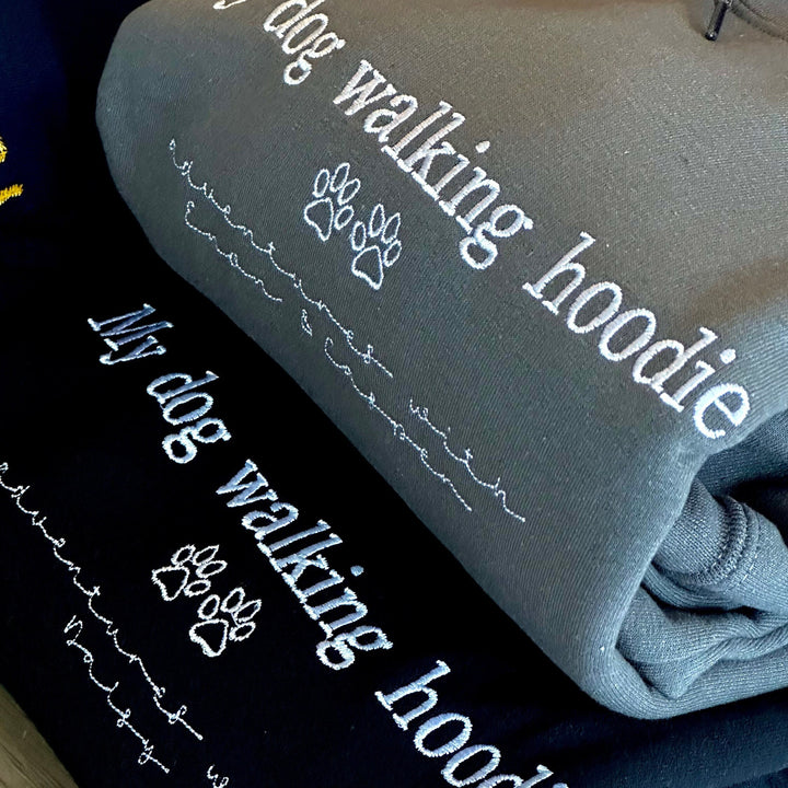 Embroidered Personalised Dog Walking Hoodie - Dog Lover Gift