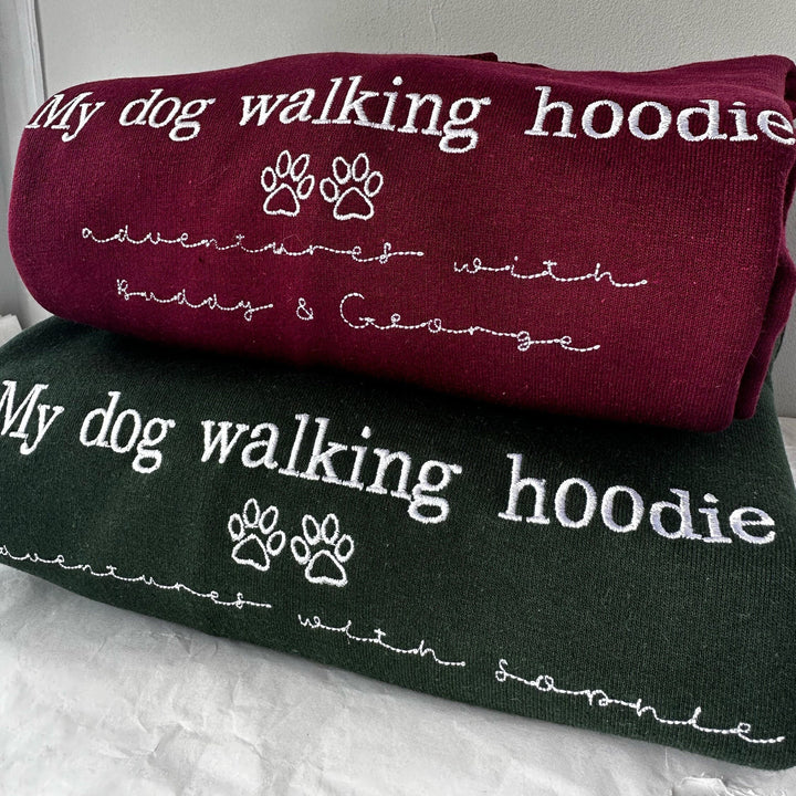 Embroidered Personalised Dog Walking Hoodie - Dog Lover Gift