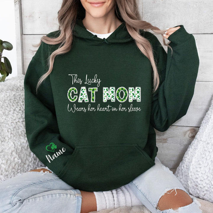 Custom St Patricks Day Cat Mom Sweatshirt
