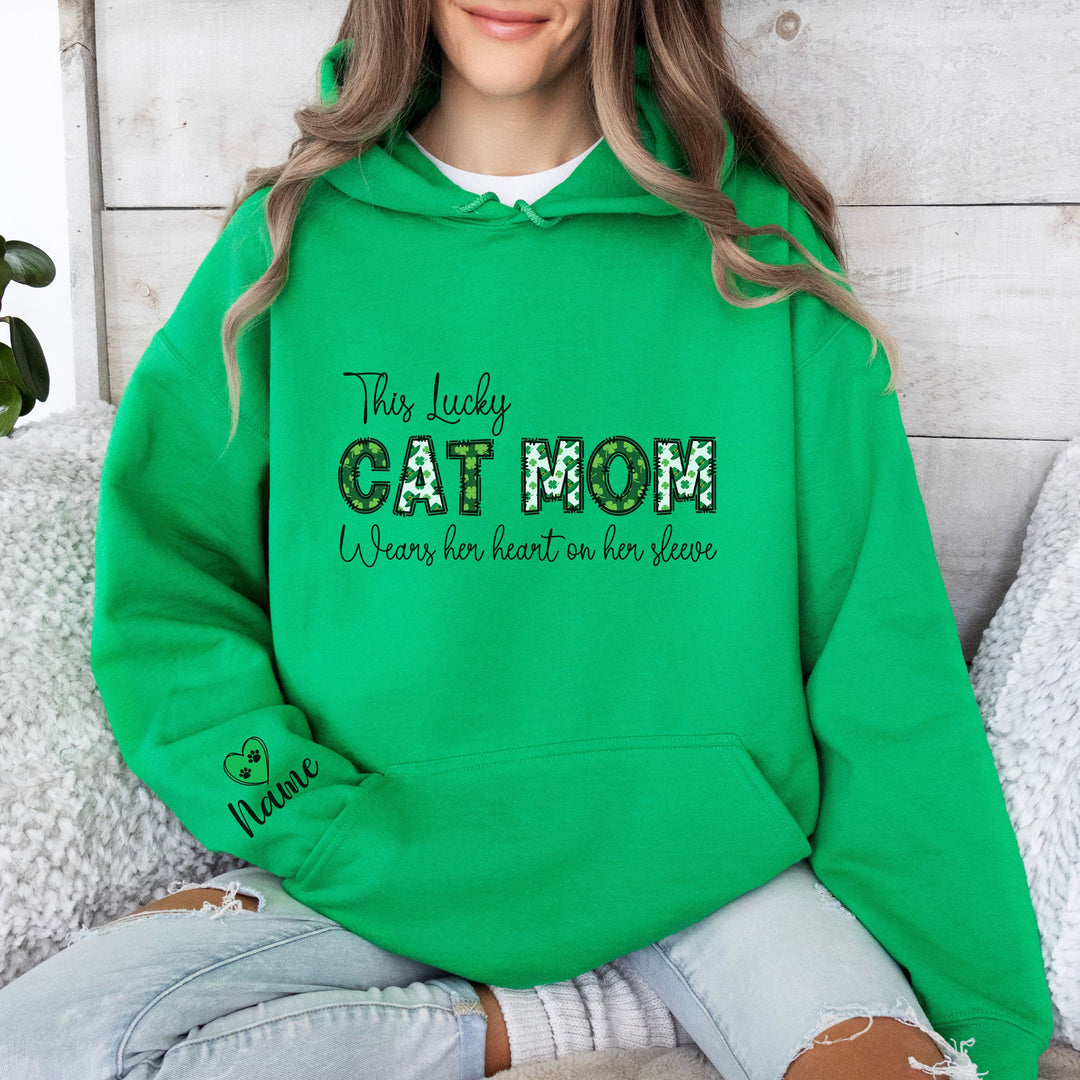 Custom St Patricks Day Cat Mom Sweatshirt