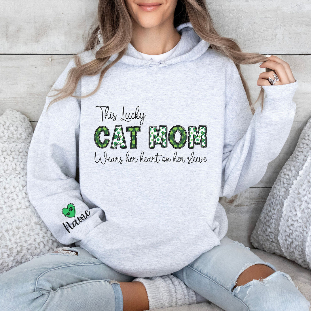 Custom St Patricks Day Cat Mom Sweatshirt