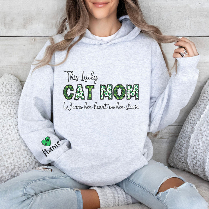 Custom St Patricks Day Cat Mom Sweatshirt
