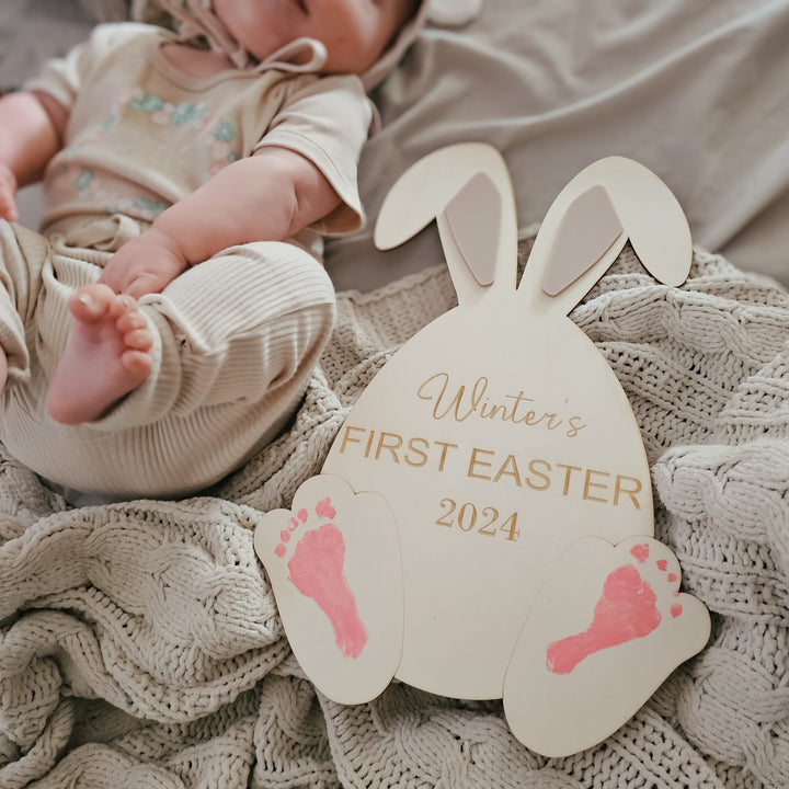 Personalised First Easter Footprint Plaque - Custom First Easter Plaque