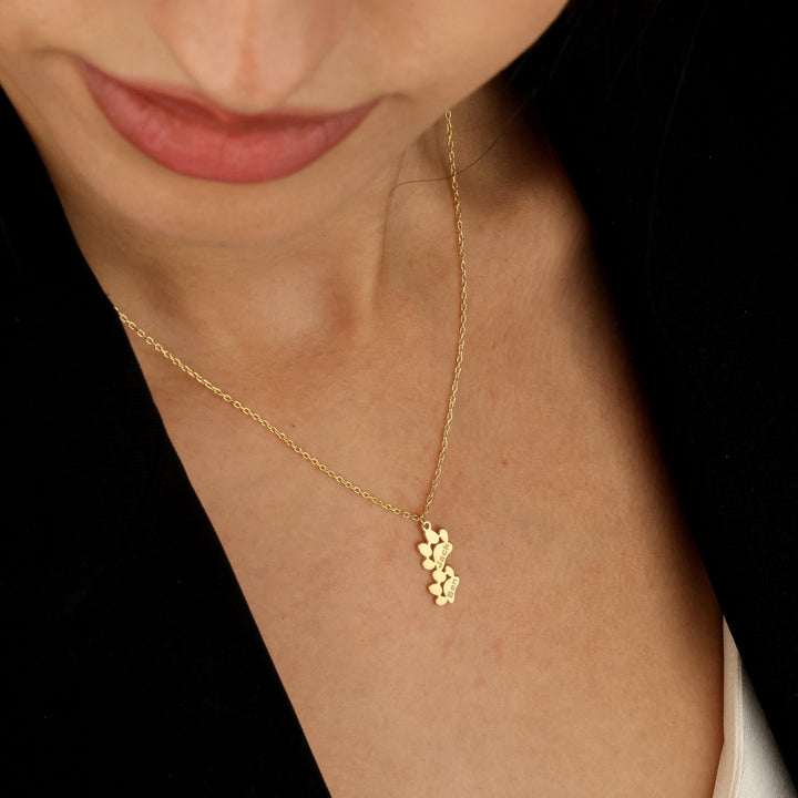Personalized Tiny Dog Paw Print Name Necklace