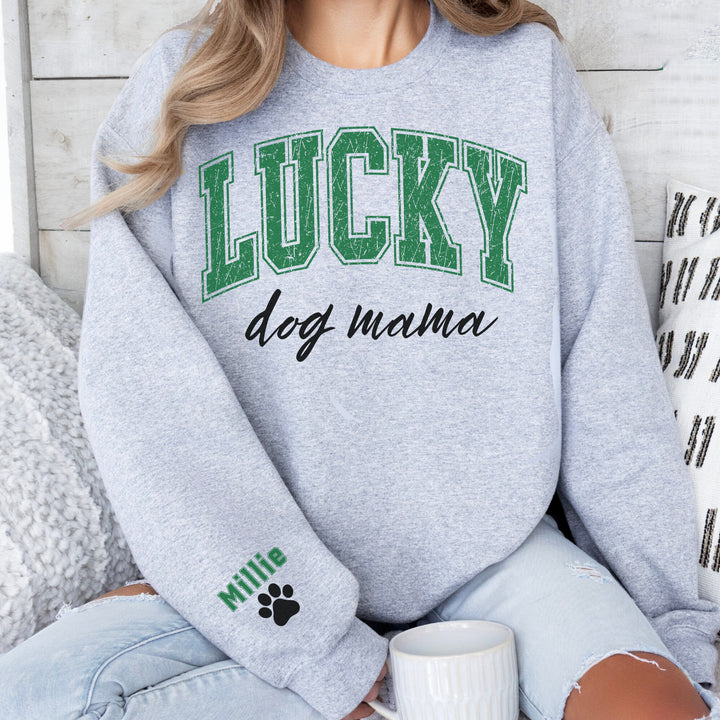 Custom Faded St Patricks Day Dog Mom Womens Sweatshirt
