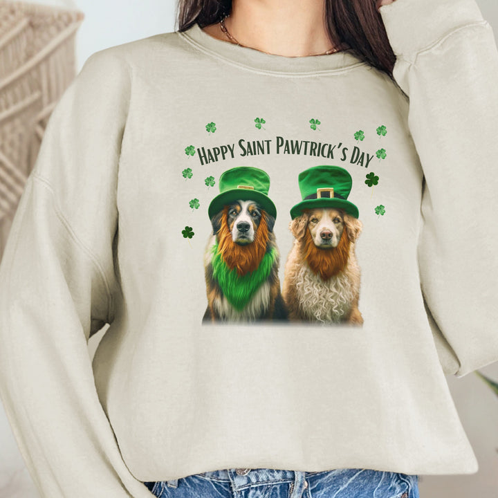 Happy Saint Pawtrick's Day Sweatshirt - Festive St. Paddy's Day Dog Lover Crewneck