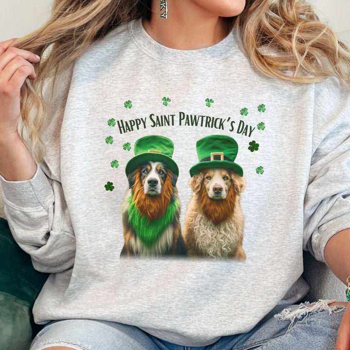Happy Saint Pawtrick's Day Sweatshirt - Festive St. Paddy's Day Dog Lover Crewneck