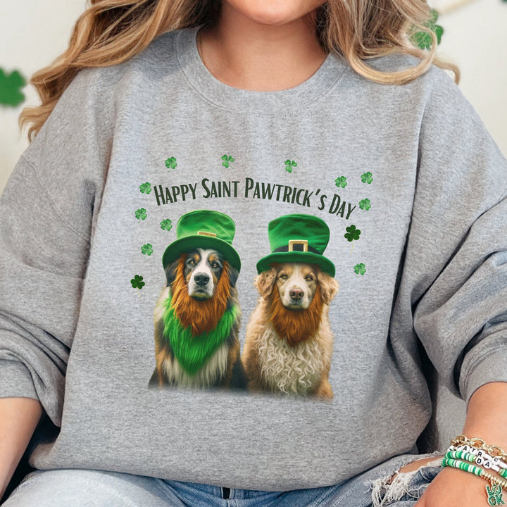 Happy Saint Pawtrick's Day Sweatshirt - Festive St. Paddy's Day Dog Lover Crewneck