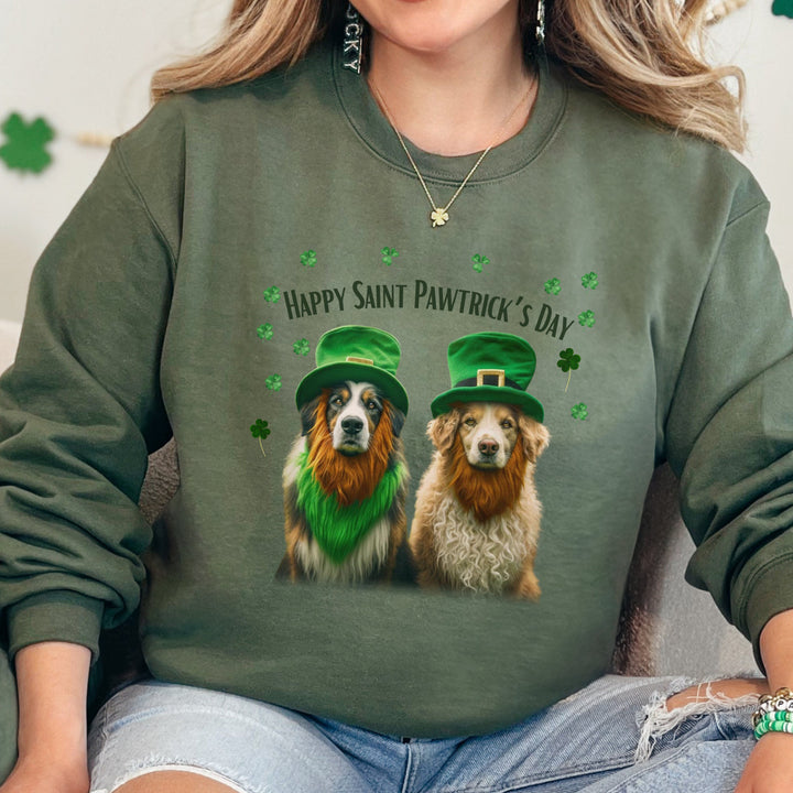 Happy Saint Pawtrick's Day Sweatshirt - Festive St. Paddy's Day Dog Lover Crewneck