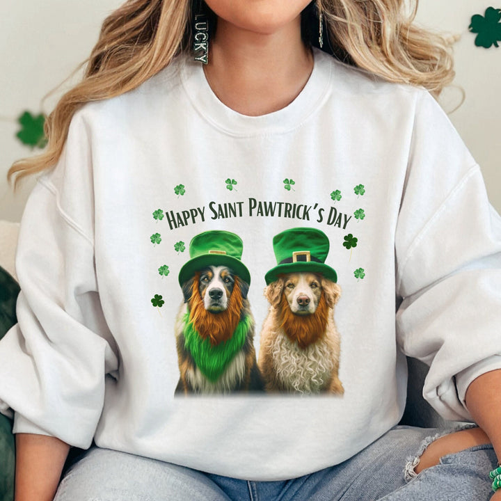 Happy Saint Pawtrick's Day Sweatshirt - Festive St. Paddy's Day Dog Lover Crewneck