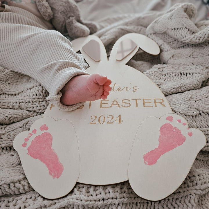 Personalised First Easter Footprint Plaque - Custom First Easter Plaque