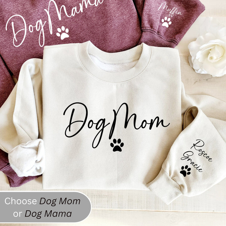 Custom Dog Mom Sweatshirt with Sleeve, Crewneck or Hoodie